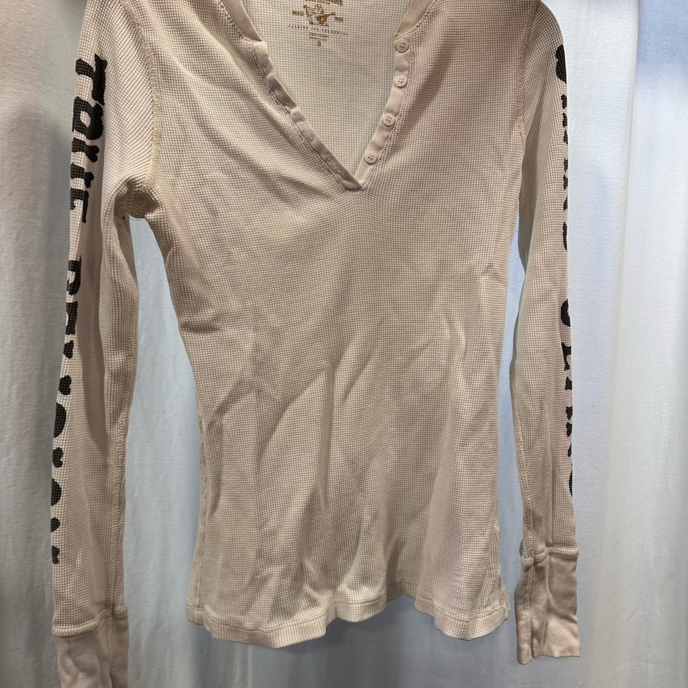 RLX Ralph Lauren Cream Henley Long Sleeve Top